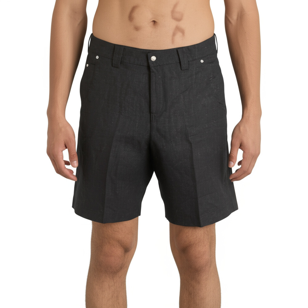 Khaisilk Shorts Black Linen Casual Solid Preppy Mens S NWT
